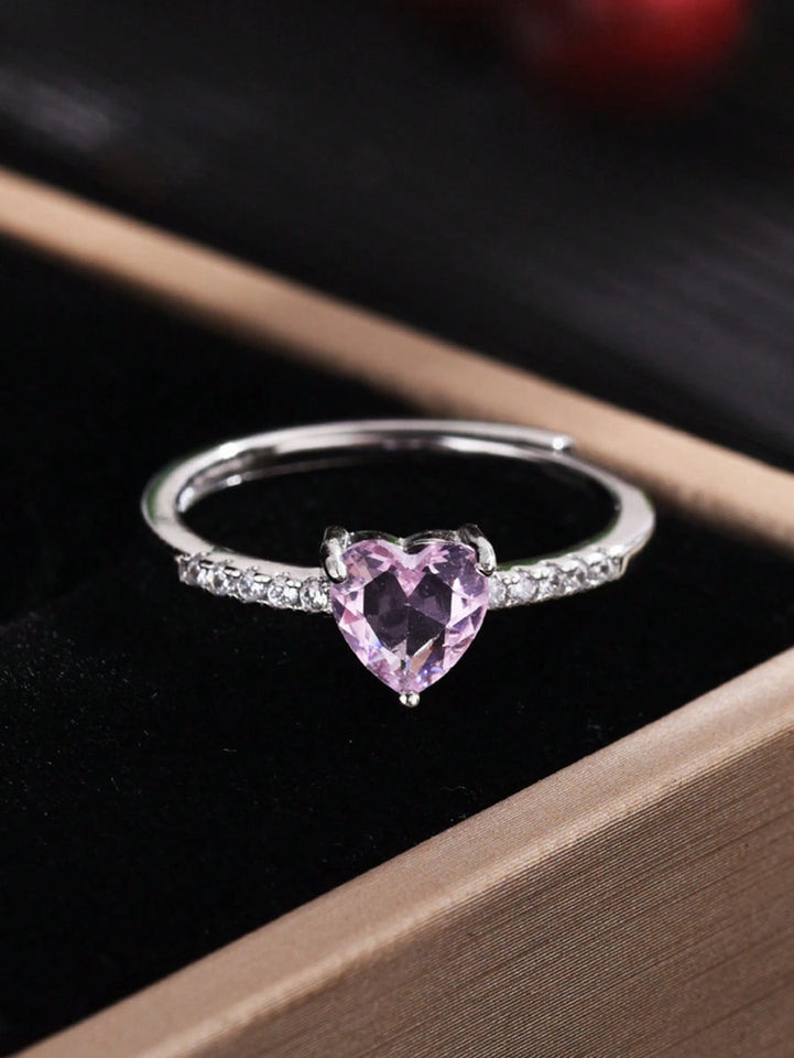 Heart-Shaped Pink Zircon Ring