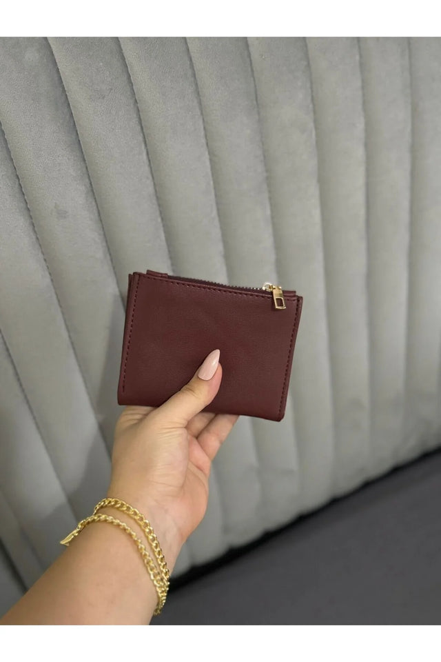 Foldable Wallet with Card Holder - Burgundy