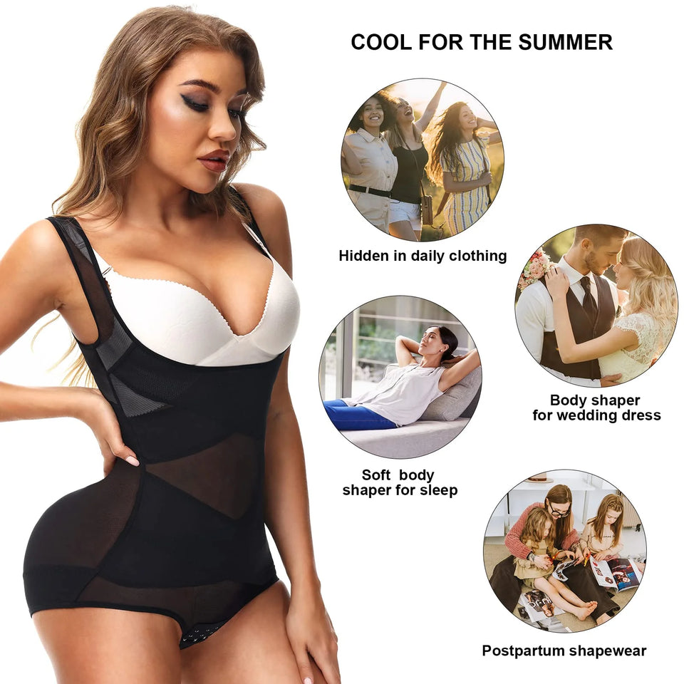 Tummy Control Bodysuit Body Shaper for Women-Black