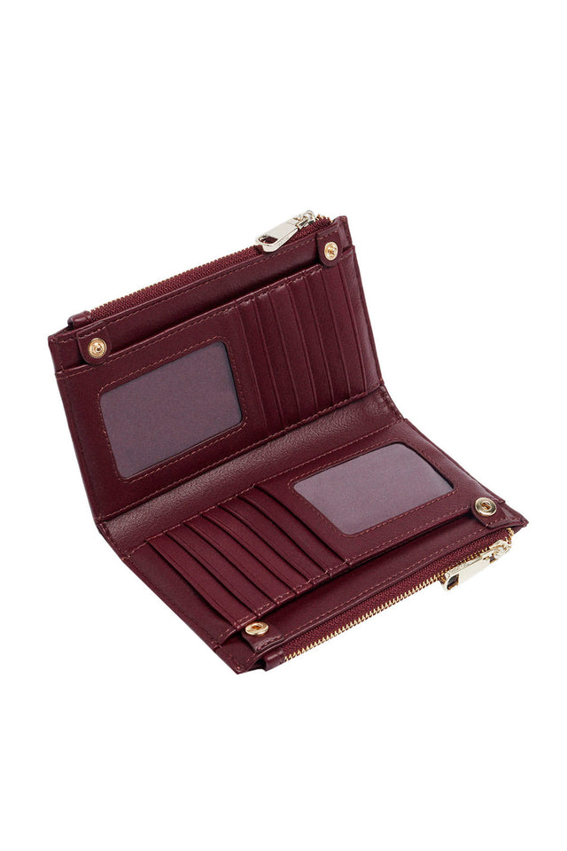 Foldable Wallet with Card Holder - Burgundy