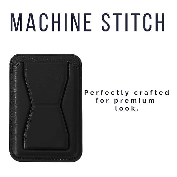 Faux Leather Wallet Magsafe With Stand - Black