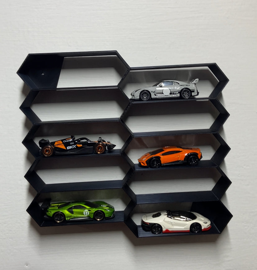 Honeycomb Hot Wheels Storage with 10 mini cars