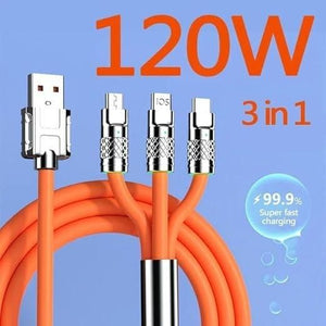 3 In 1 Super Fast Charge Type C Liquid Silicone Cable