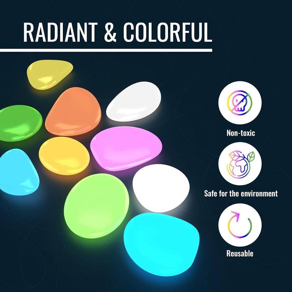 Multicolour Glow in the Dark Rocks pack of 50