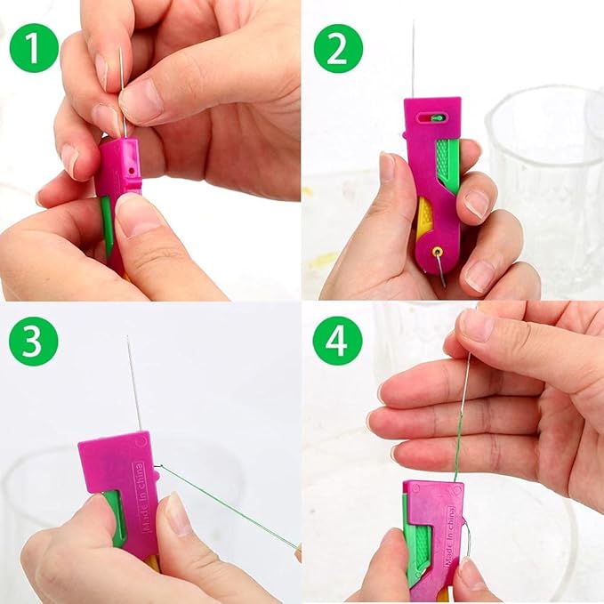 Needle Threader Tool Plastic Press- Pack of 4
