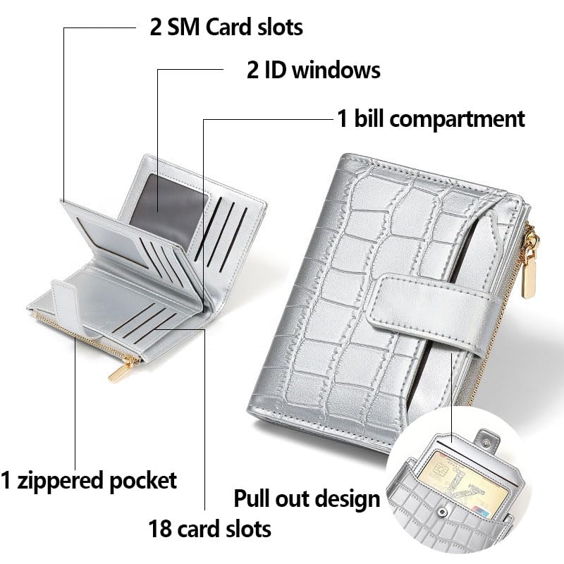 Crocodile Pattern Zipper Leather Wallet