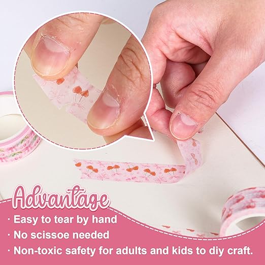 Pink Cherry Bowknot Washi Tape