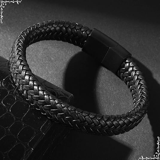 Men's Leather Bracelet with Magnetic Lock