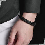 Men's Leather Bracelet with Magnetic Lock