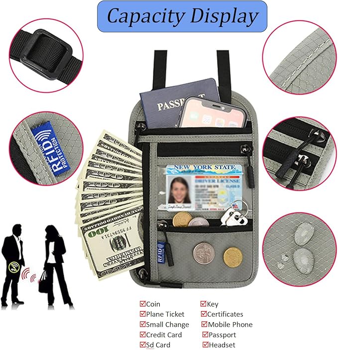 RFID Travel Neck Wallet