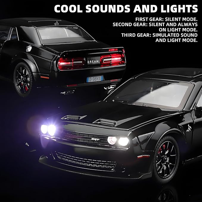 1/24 Challenger Hellcat Die Cast Metal Toy Car