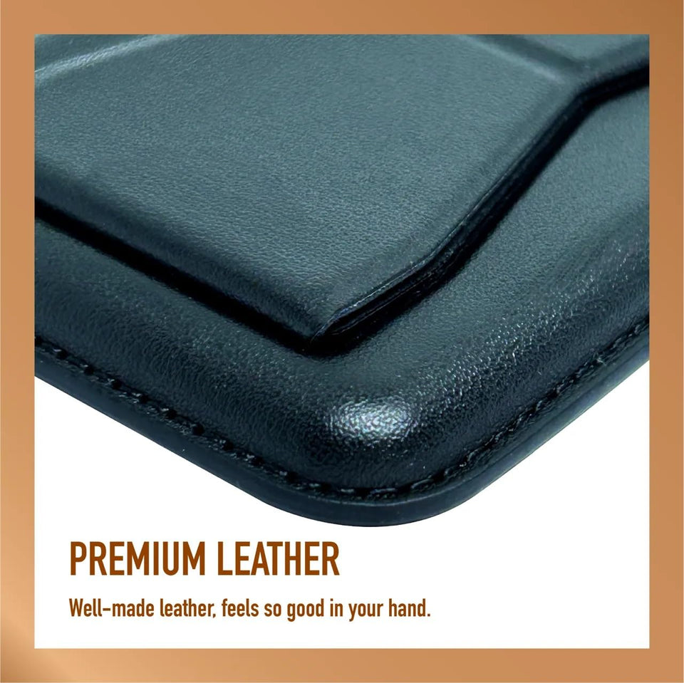 Faux Leather Wallet Magsafe With Stand - Black
