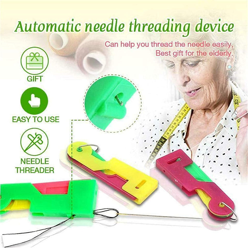 Needle Threader Tool Plastic Press- Pack of 4