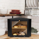 Double Layers Bamboo Corner Bread Box for Kitchen Counter