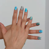 Reusable 3D Blue Acrylic Nails 10 pcs set