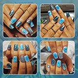 Reusable 3D Blue Acrylic Nails 10 pcs set