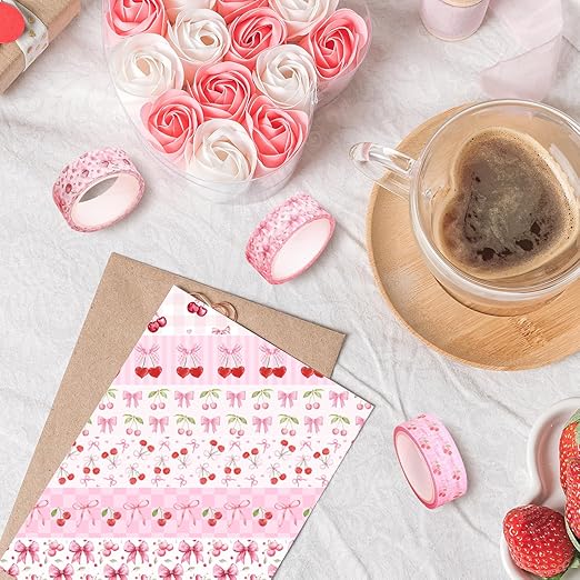 Pink Cherry Bowknot Washi Tape