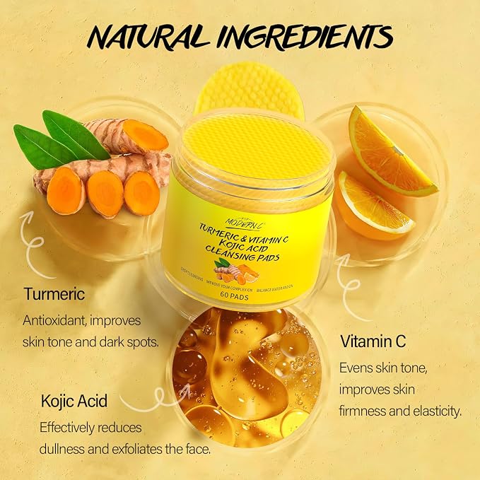 Turmeric Kojic Acid Vitamin C Cleansing & Exfoliating Pads – 10 Pcs