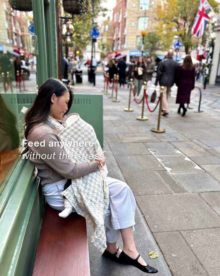 Feed Anywhere Nursing Cover - Houndstooth Neutral