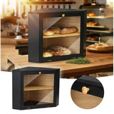 Double Layers Bamboo Corner Bread Box for Kitchen Counter