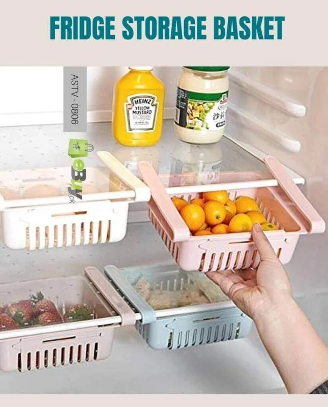 Adjustable Fridge Storage Basket Food Organizer- Pack of 2