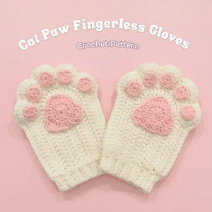 Cat paw fingerless gloves crochet pattern