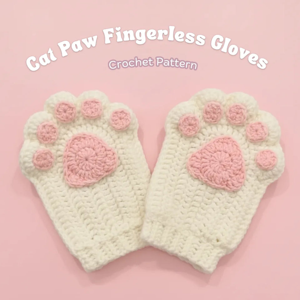 Cat paw fingerless gloves crochet pattern
