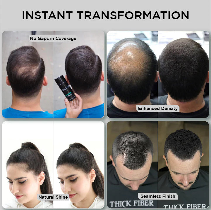 THICK FIBER Hair Fibers for Thinning Hair (Black) 25g Bottle, Hair Loss concealer for Men & Women
