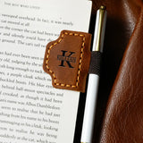 Leather Magnetic Bookmark with Pen Holder