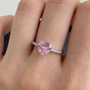 Heart-Shaped Pink Zircon Ring