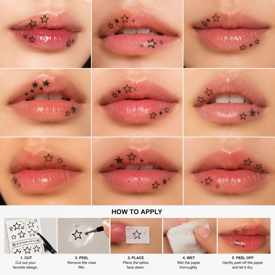 💋 Star Lip Art – Trendy Tattoo✨
