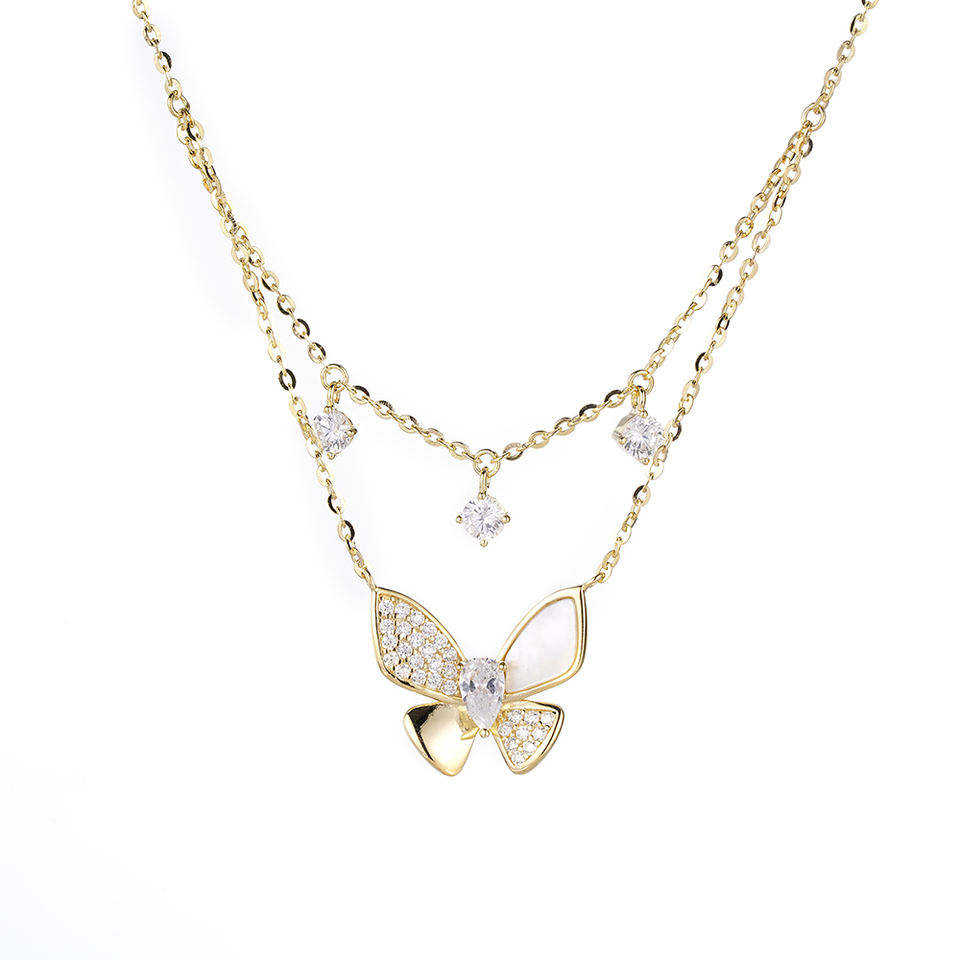 Women Butterfly Double Layer Necklace