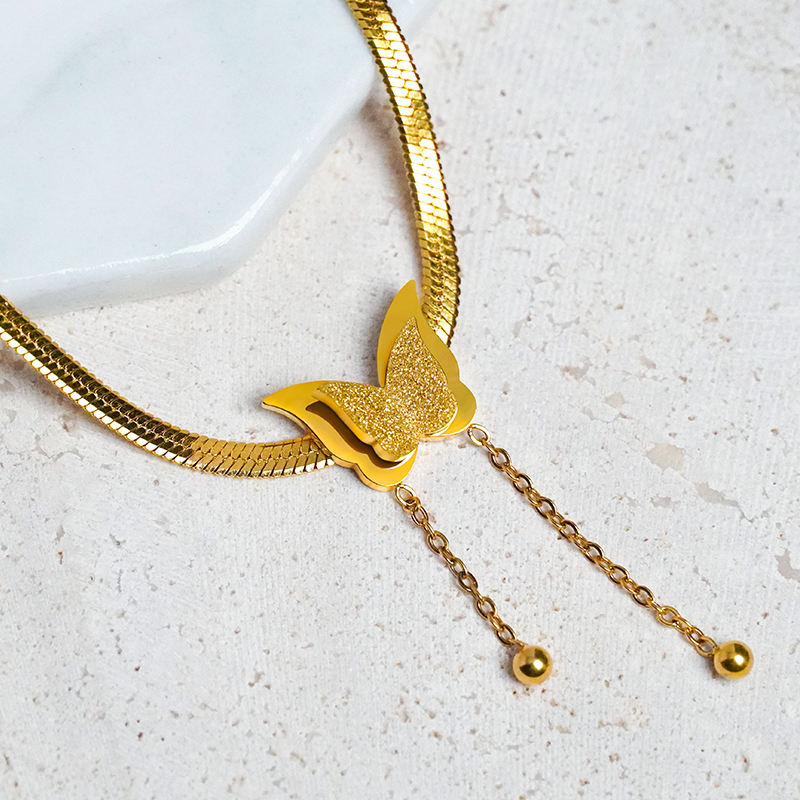 Tassel Butterfly Charms Snake Bone Chain