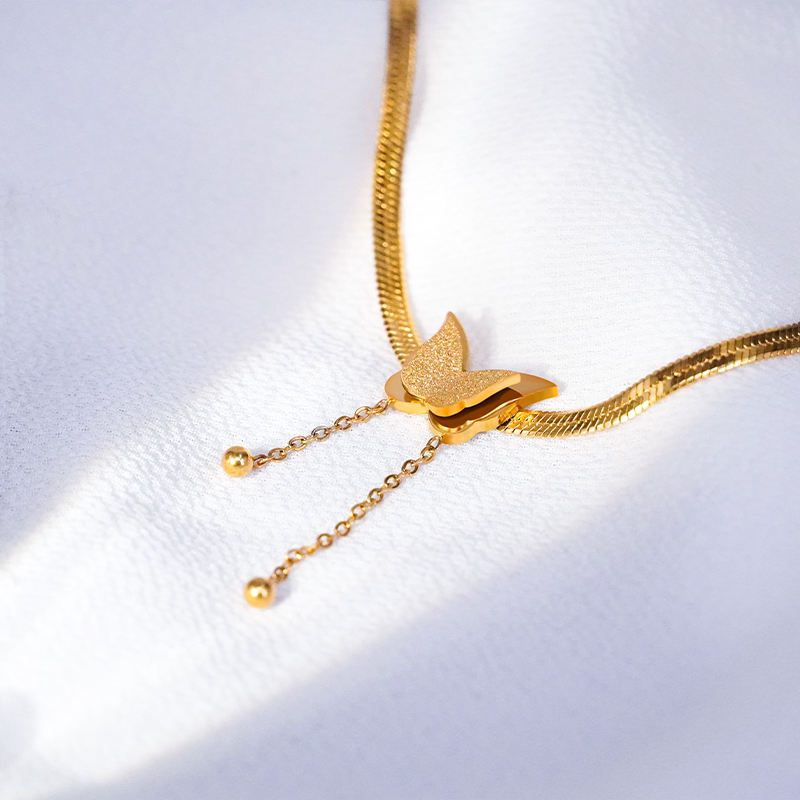 Tassel Butterfly Charms Snake Bone Chain