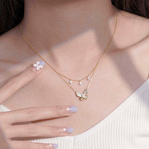 Women Butterfly Double Layer Necklace