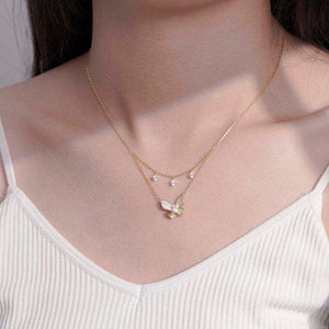 Women Butterfly Double Layer Necklace