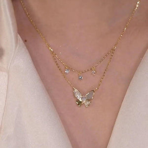 Women Butterfly Double Layer Necklace