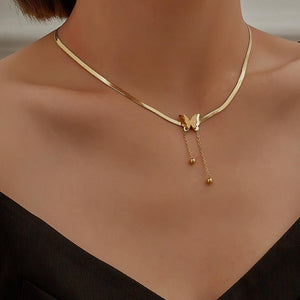 Tassel Butterfly Charms Snake Bone Chain