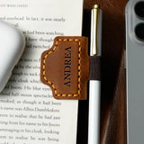Leather Magnetic Bookmark with Pen Holder