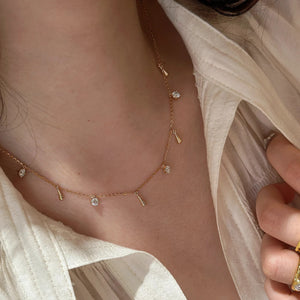 silver rose tuton & Water Drop necklace