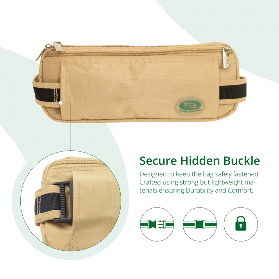 Anti-Theft Waist Bag And Ihram Belt | Beige