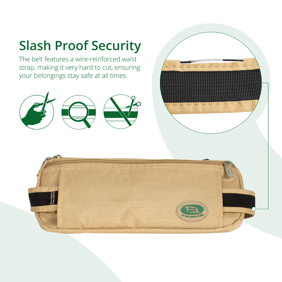 Anti-Theft Waist Bag And Ihram Belt | Beige