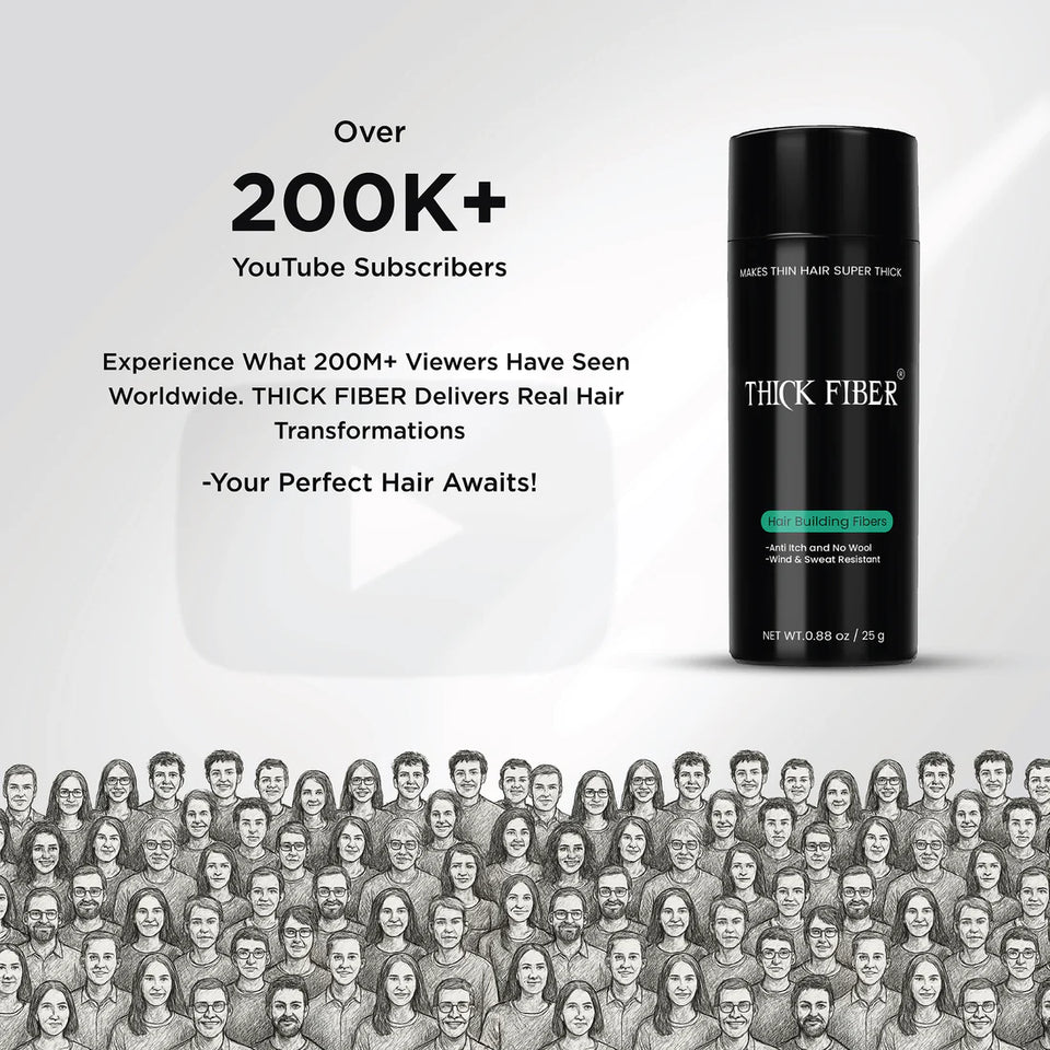 THICK FIBER Hair Fibers for Thinning Hair (Black) 25g Bottle, Hair Loss concealer for Men & Women