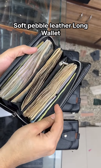 Genuine Leather Long Zipper Wallet