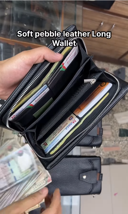 Genuine Leather Long Zipper Wallet