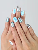 Reusable 3D Blue Acrylic Nails 10 pcs set