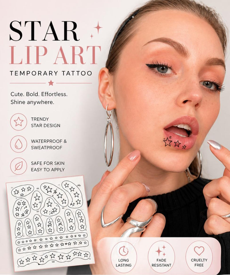 💋 Star Lip Art – Trendy Tattoo✨