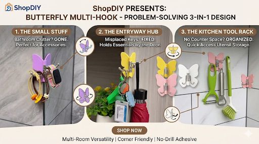 3-In-1 Rotatable Butterfly Wall Hook