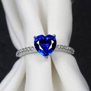 Silver Timeless Heart Shaped Blue Ring