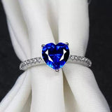 Silver Timeless Heart Shaped Blue Ring